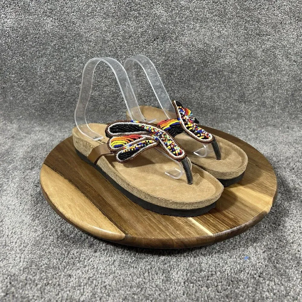 Sol John BirkenStock Women's Size 39 Bohemian Beaded Comfort Slide Sandals Used